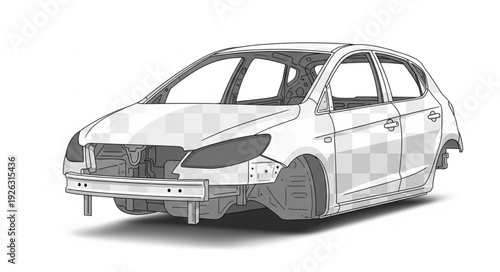 Car Body Shell Without Engine and Interior.