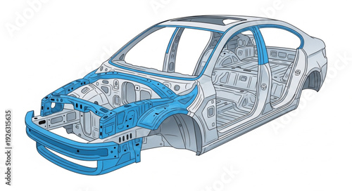 Car Chassis and Body Structure Diagram.
