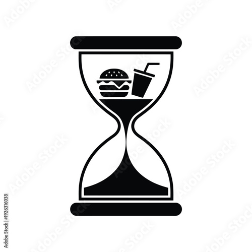 Hourglass with fast food items representing the passage of time