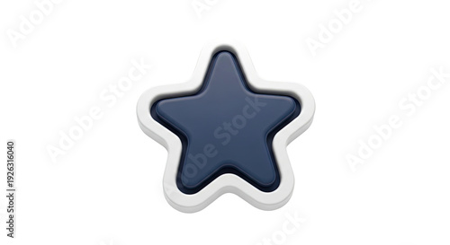 3D Rendered Dark Blue Star Icon with White Outline