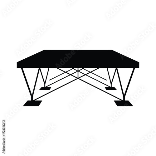 Simple black silhouette of a picnic table with a unique design