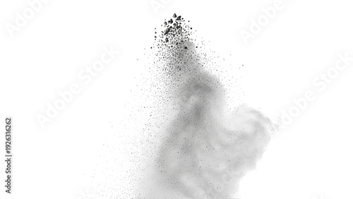 Abstract white dust particles rising isolated on transparent background