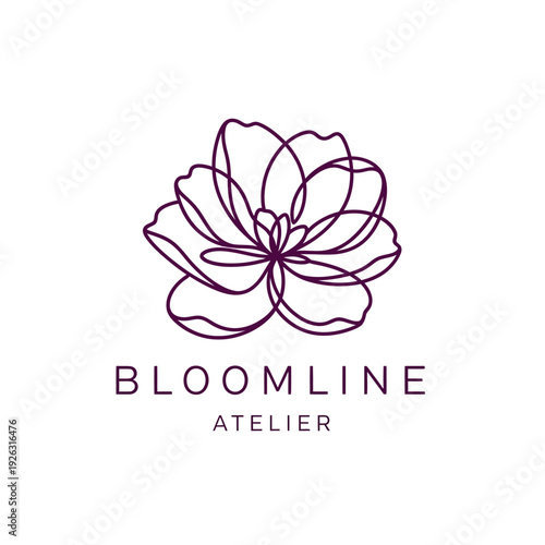 Elegant Bloomline Atelier Logo Depicting Delicate Floral Design in Minimalist Style.