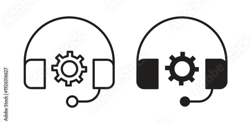Technical support icon elements. A modern flat and line icons set