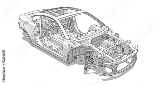 Detailed Car Chassis and Body Structure.