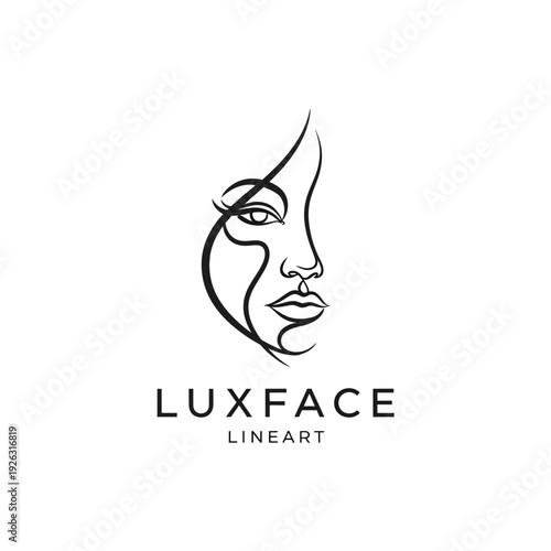 Elegant line art illustration of a womans face, minimalist design for beauty and fashion brands.