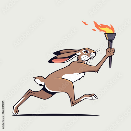 Running Hare Carrying Torch