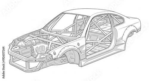 Detailed Illustration of Car Internal Structure.