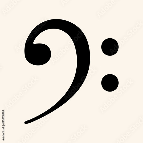 Bass clef music symbol icon, F clef, vector isolated on white background.