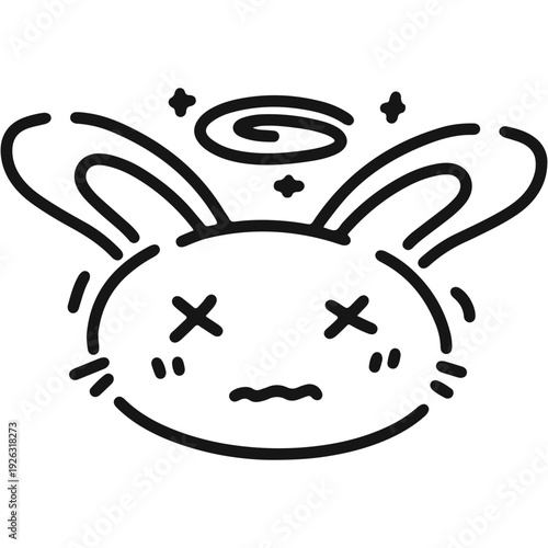 Dizzy rabbit line art icon