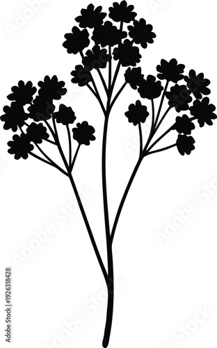 Yarrow Flat Icon Style Silhouette Vector Art Illustration