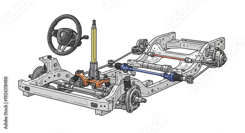 Detailed Technical Drawing of Car Chassis.