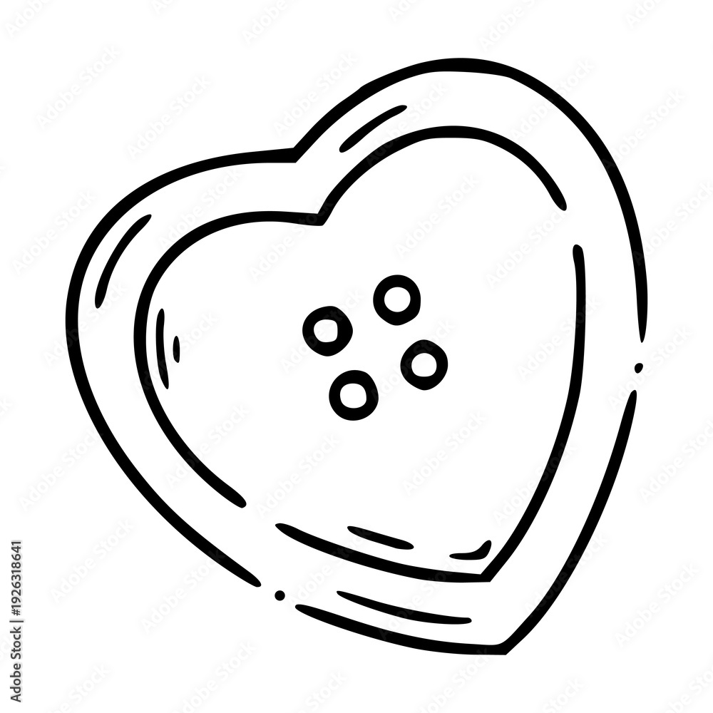 Obraz premium hand drawn romantic heart button vector for sewing themes