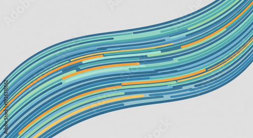 Wavy lines of blue green and orange colors on a gray background abstract graphic design element for technology or data visualization