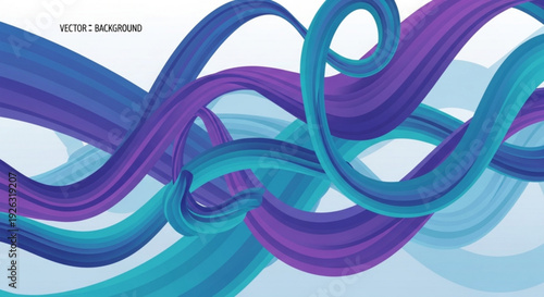 Vibrant purple and blue swirling ribbon like shapes on white background abstract graphic design element for creative projects