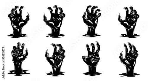 Creepy Black Monster Hands Emerging From Dark Liquid, Horror Theme
