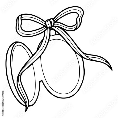 romantic wedding locket outline drawing isolated on white