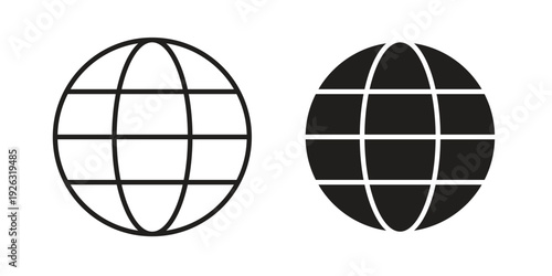Website globe icon elements. A modern flat and line icons set