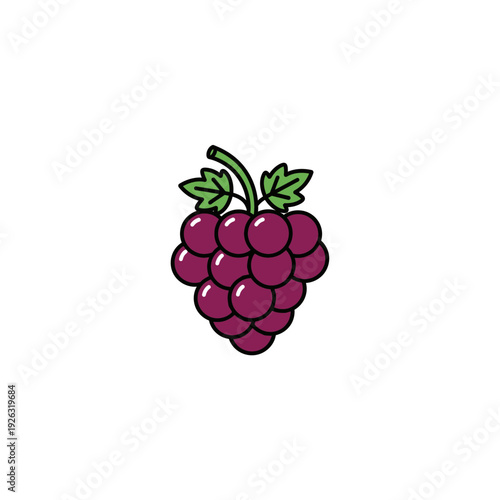Cartoon Purple Grape Cluster Vector Illustration