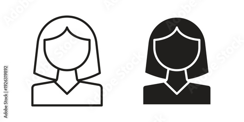 Woman icon elements. A modern flat and line icons set