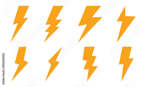 Vector collection of lightning and electric power icons are used for Represents speed,  indicates fast charging on mobile devices.