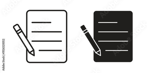 Writing icon elements. A modern flat and line icons set