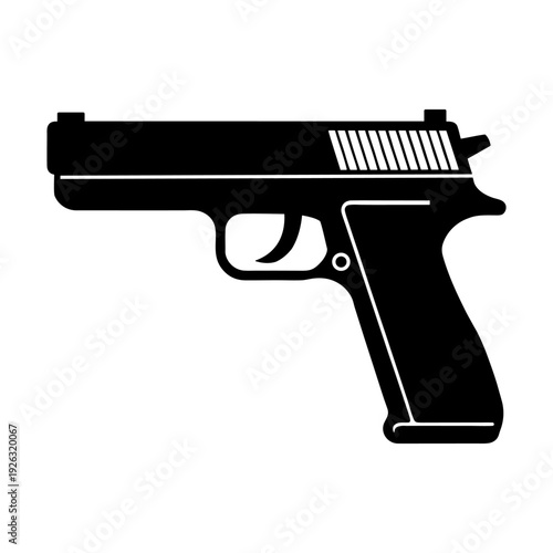 Gun Silhouette Symbol Isolated on White Background.