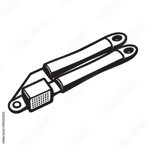 Garlic Press Crusher Icon - Manual Stainless Steel Kitchen Tool Vector for Cooking and Food Preparation