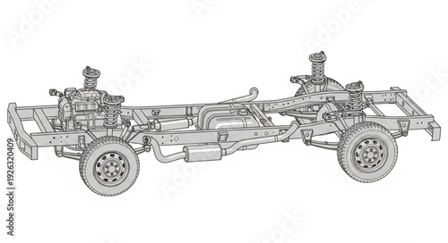 Vehicle Chassis with Wheels and Axles.