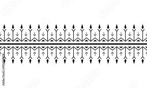 seamless tribal tattoo bracelet with geometric ethnic ornament. Repeating monochrome border design suitable for arm band tattoo frame textile print packaging decoration and decorative borders.