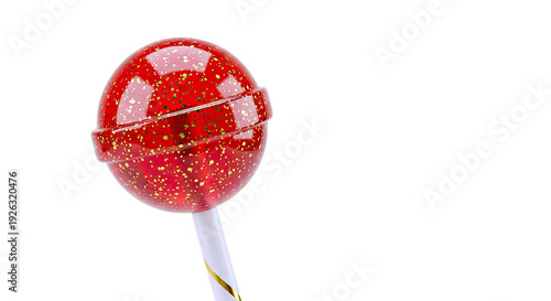Red Lollipop with Gold Glitter and Swirl Detail