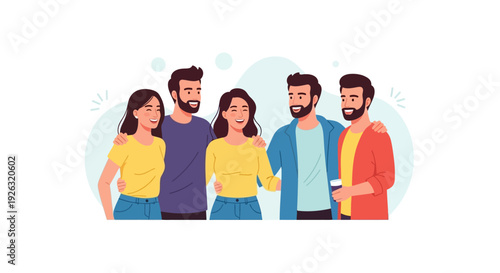 A colorful illustration of a diverse group of people celebrating the International Day of Happiness with a joyful and festive atmosphere.