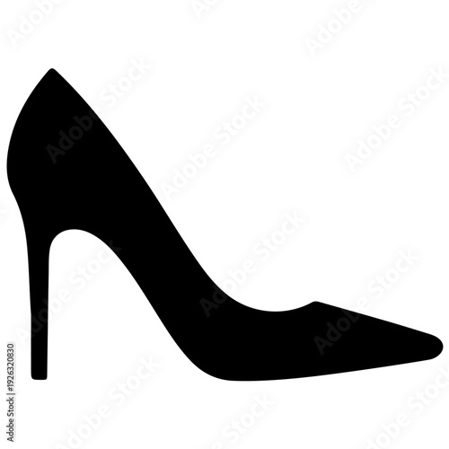 A black high-heeled shoe silhouette