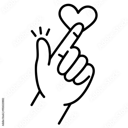 A hand with index finger extended touching a heart