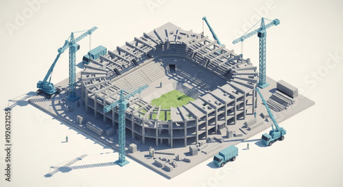 Large Building Under Construction Site.