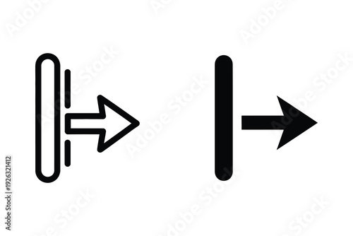 Right Arrow & Bar Indent Icon Set - Outline and Filled UI Web Buttons
