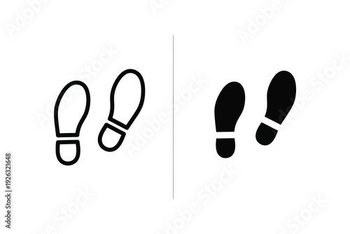 Human Footprints Trail Outline and Solid Fill Steps Icon Set