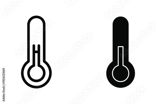 Medical Thermometer Outline and Solid Fill Temperature Icon