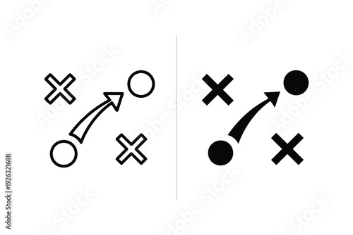 Strategic Business Plan Outline and Solid Fill Tactics Icon