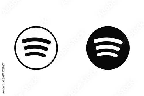 Music streaming service icon with three sound waves in outline and solid black.