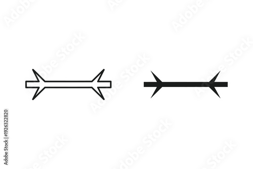 Simple Black and White Barbed Wire Fence Icon for Security and Boundary Concepts Vector