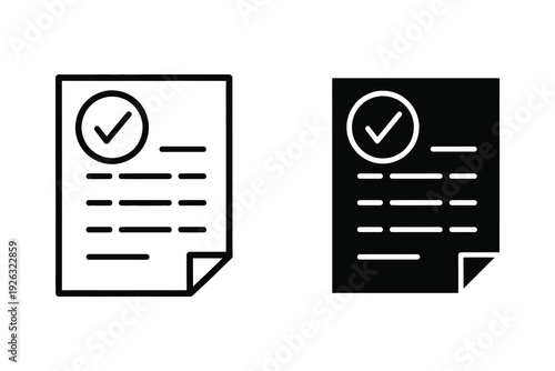 Document with Checkmark Icon for Approval, Verified, and Completed Tasks Vector Graphic