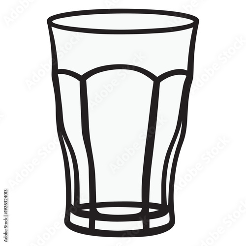 Minimalist Drinking Glass Line Art - Clear Water Glass Vector Icon - Simple Beverage Glass Outline