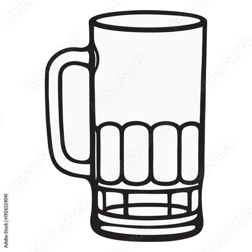 Minimalist Drinking Glass Line Art - Clear Water Glass Vector Icon - Simple Beverage Glass Outline