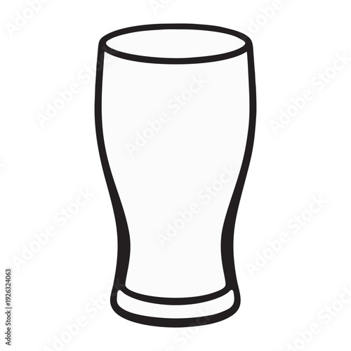 Minimalist Drinking Glass Line Art - Clear Water Glass Vector Icon - Simple Beverage Glass Outline