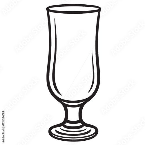 Minimalist Drinking Glass Line Art - Clear Water Glass Vector Icon - Simple Beverage Glass Outline