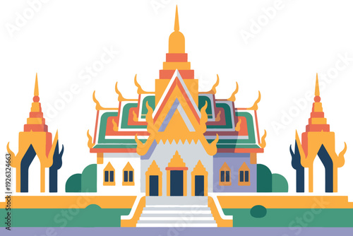 Beautiful Colored Illustration Of A Classic Temple Building, With A White Background Vector Design Template