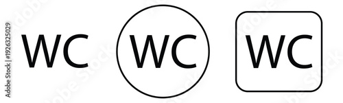 Three WC toilet sign icons in different shapes