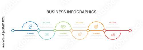 Modern Infographic template design with icons and 6 options or steps. Can be used for process, presentation, diagram, workflow layout, info graph, web design. Vector illustration.