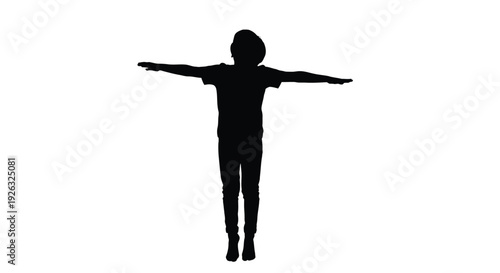 Silhouette of a person standing with arms outstretched in a vector graphic design